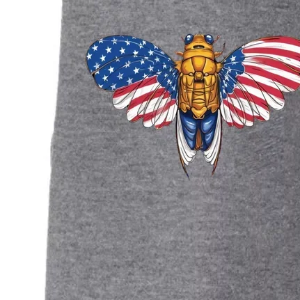 American Flag Cicada 4th Of July Entomologist Insect Bug Gift Doggie 3-End Fleece Hoodie