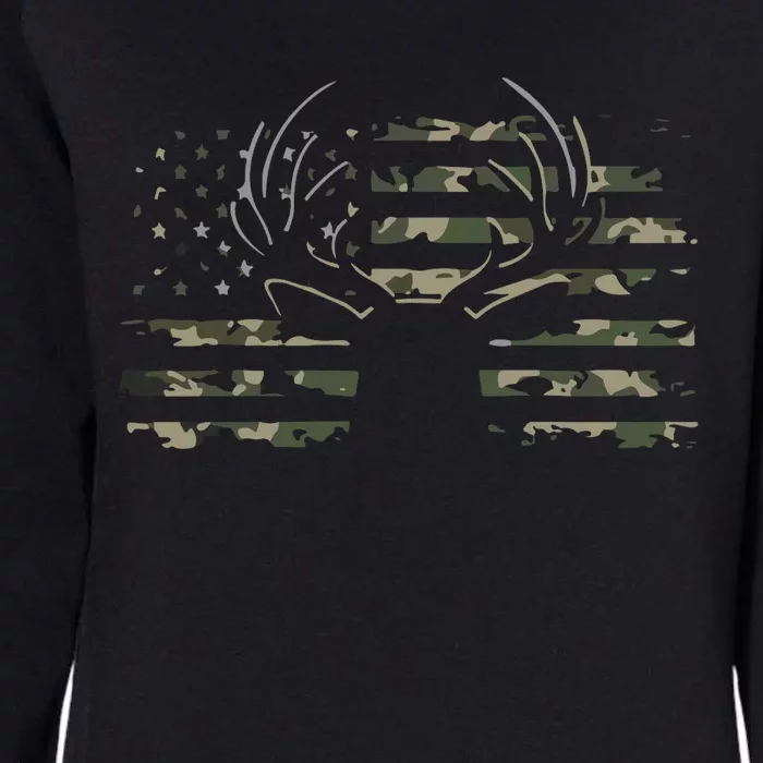 American Flag Camouflage Outdoor Antlers Deer Womens California Wash Sweatshirt