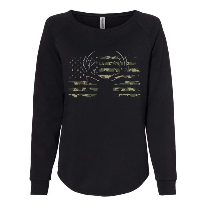 American Flag Camouflage Outdoor Antlers Deer Womens California Wash Sweatshirt