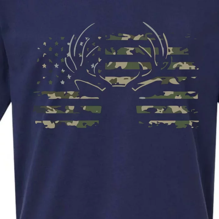 American Flag Camouflage Outdoor Antlers Deer Sueded Cloud Jersey T-Shirt