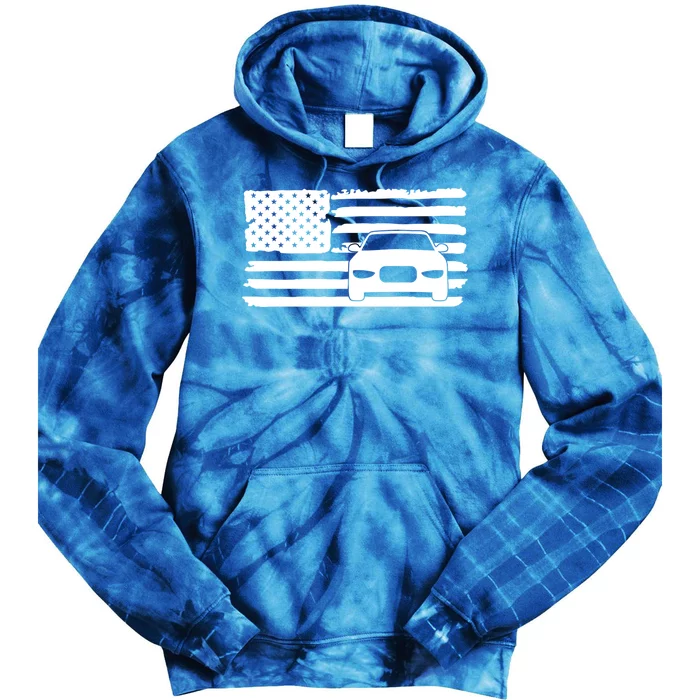 American Flag Car Racing Gift Vintage Usa Flag Auto Racing Funny Gift Tie Dye Hoodie