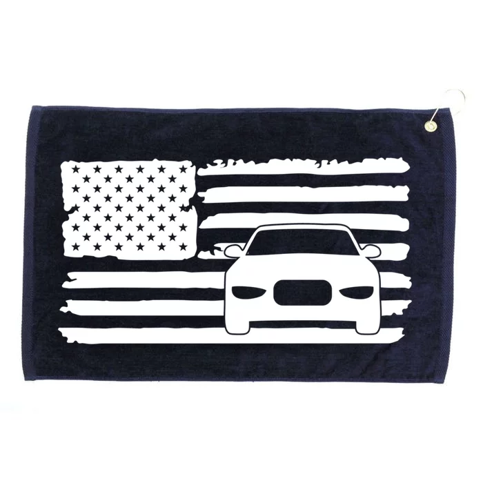 American Flag Car Racing Gift Vintage Usa Flag Auto Racing Funny Gift Grommeted Golf Towel