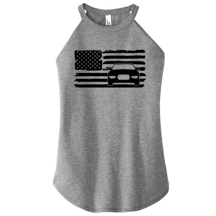 American Flag Car Racing Gift Vintage Usa Flag Auto Racing Funny Gift Women’s Perfect Tri Rocker Tank