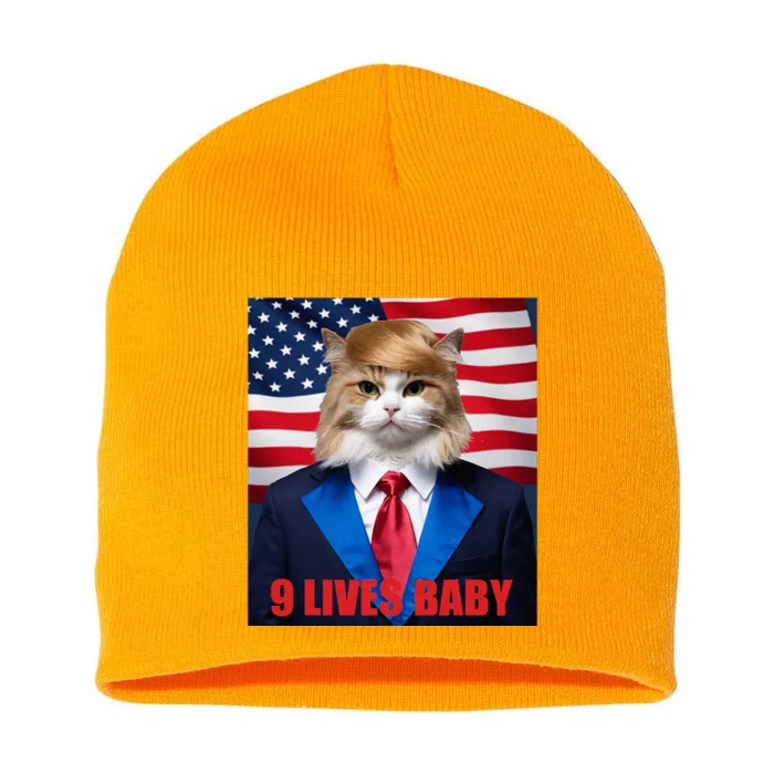 American Flag Cat In Suite Donald Trump Nine Lives Baby Short Acrylic Beanie