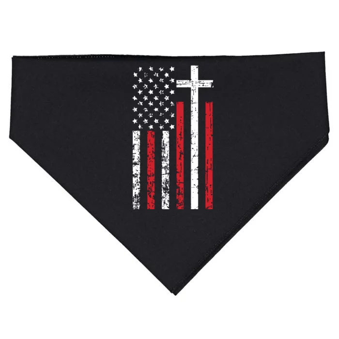 American Flag Cross Christmas Patriotic Religious Christian USA-Made Doggie Bandana