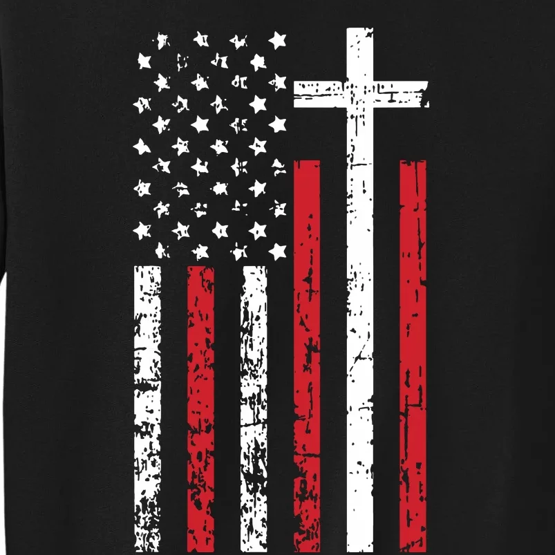 American Flag Cross Christmas Patriotic Religious Christian Sweatshirt