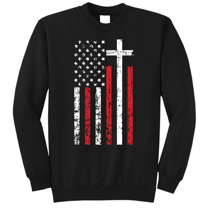 American Flag Cross Christmas Patriotic Religious Christian Sweatshirt