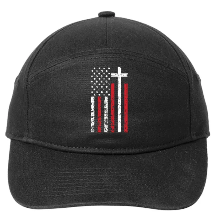 American Flag Cross Christmas Patriotic Religious Christian 7-Panel Snapback Hat