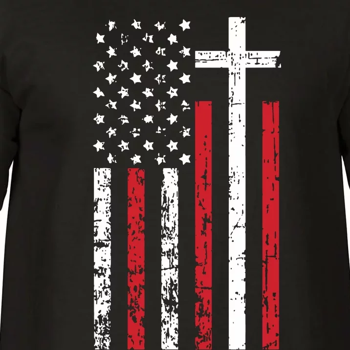 American Flag Cross Christmas Patriotic Religious Christian Comfort Colors T-Shirt