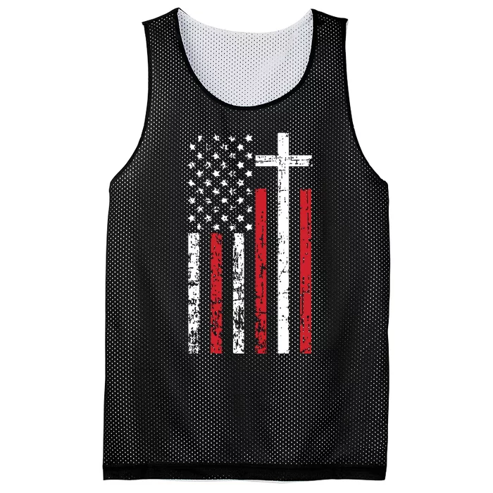 American Flag Cross Christmas Patriotic Religious Christian Mesh Reversible Basketball Jersey Tank