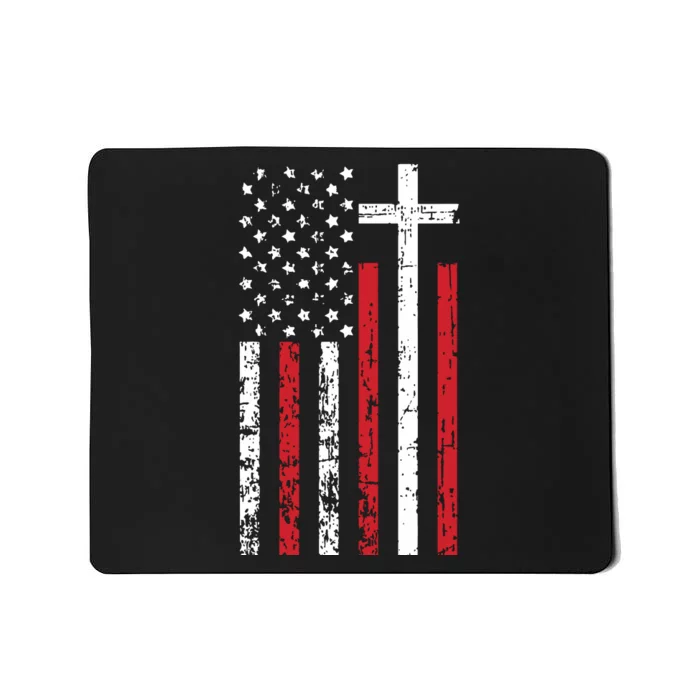 American Flag Cross Christmas Patriotic Religious Christian Mousepad