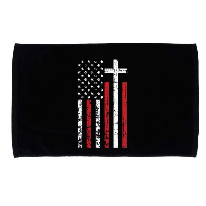 American Flag Cross Christmas Patriotic Religious Christian Microfiber Hand Towel