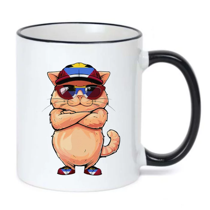 Antiguan Flag Cat Mom Souvenirs Products Kitten Antigua Black Color Changing Mug