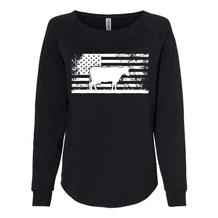 American Flag Cute Gift Holstein Cow Rancher For Cattle Farmer Meaningful Gift Womens California Wash Sweatshirt