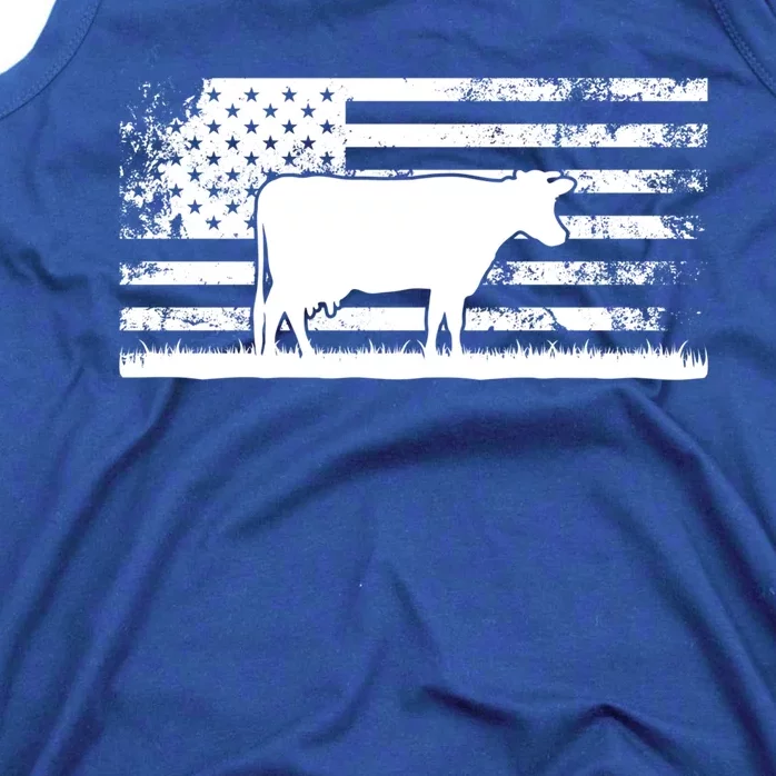 American Flag Cute Gift Holstein Cow Rancher For Cattle Farmer Meaningful Gift Tank Top