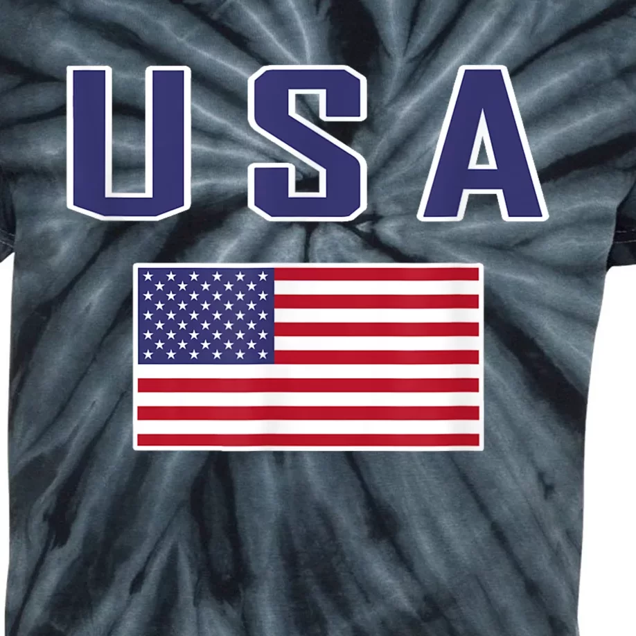 American Flag Cool Patriotic Usa Flags Kids Tie-Dye T-Shirt