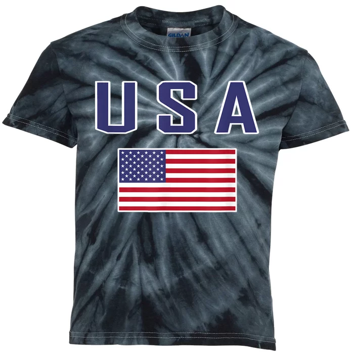 American Flag Cool Patriotic Usa Flags Kids Tie-Dye T-Shirt