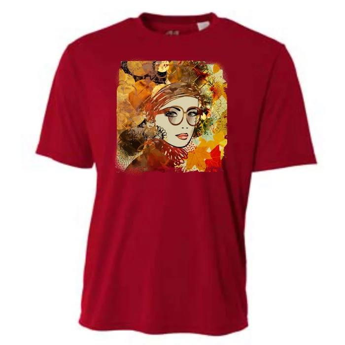 Autumn Fall Colors Glasses Woman Cooling Performance Crew T-Shirt