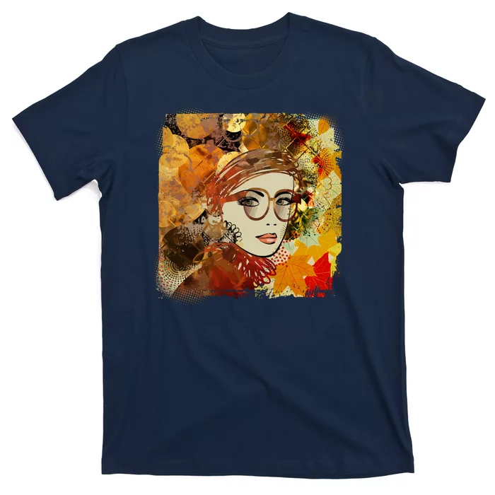 Autumn Fall Colors Glasses Woman T-Shirt