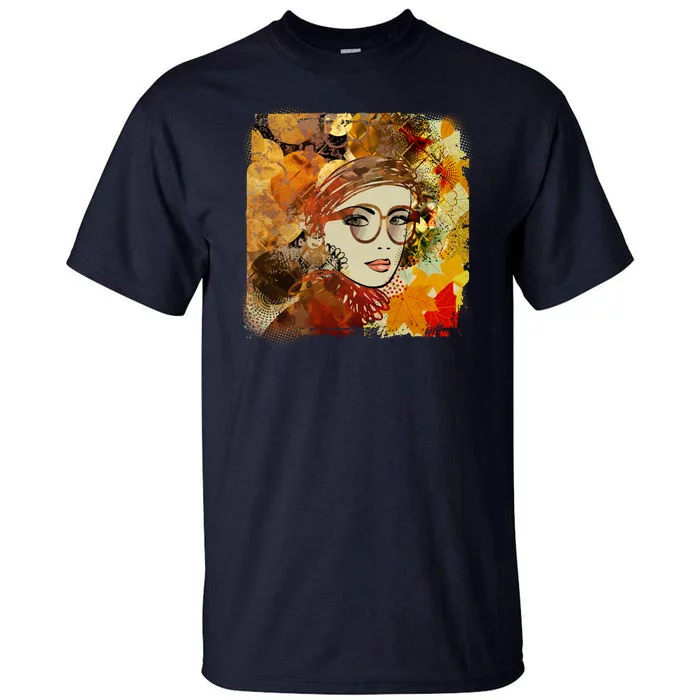 Autumn Fall Colors Glasses Woman Tall T-Shirt