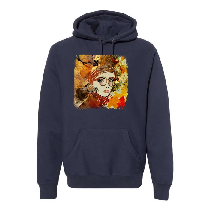 Autumn Fall Colors Glasses Woman Premium Hoodie