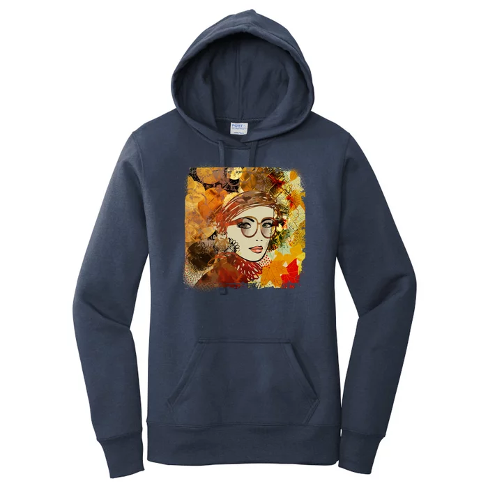 Autumn Fall Colors Glasses Woman Women's Pullover Hoodie