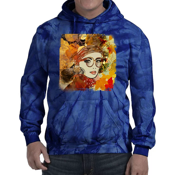 Autumn Fall Colors Glasses Woman Tie Dye Hoodie