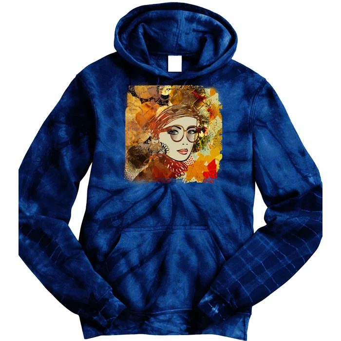 Autumn Fall Colors Glasses Woman Tie Dye Hoodie