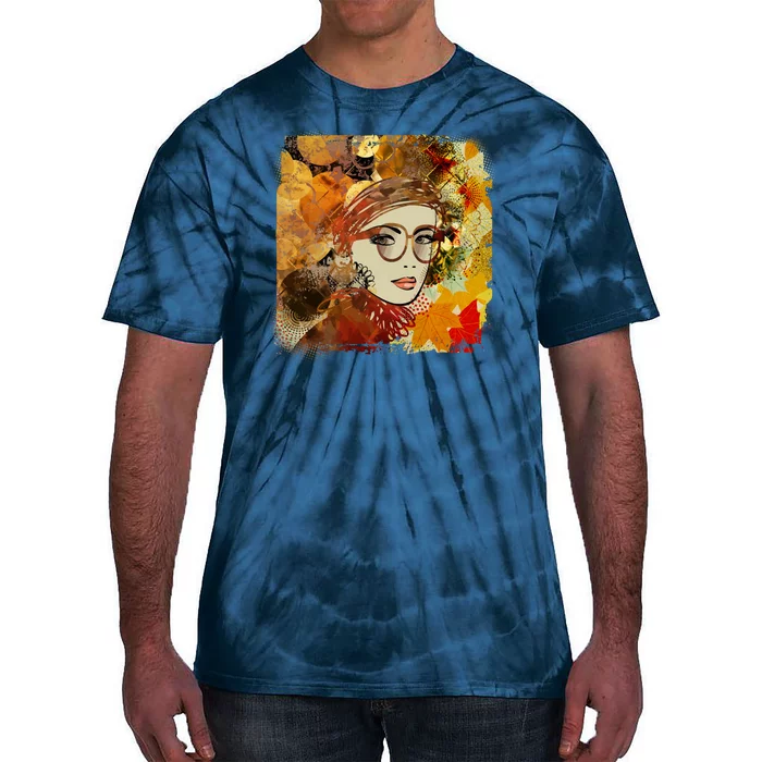 Autumn Fall Colors Glasses Woman Tie-Dye T-Shirt