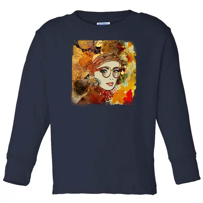 Autumn Fall Colors Glasses Woman Toddler Long Sleeve Shirt