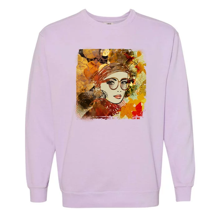 Autumn Fall Colors Glasses Woman Garment-Dyed Sweatshirt