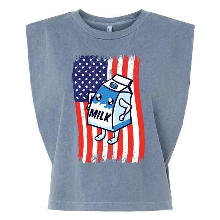 American Flag Cow Milk Carton Great Gift Garment-Dyed Women's Muscle Tee