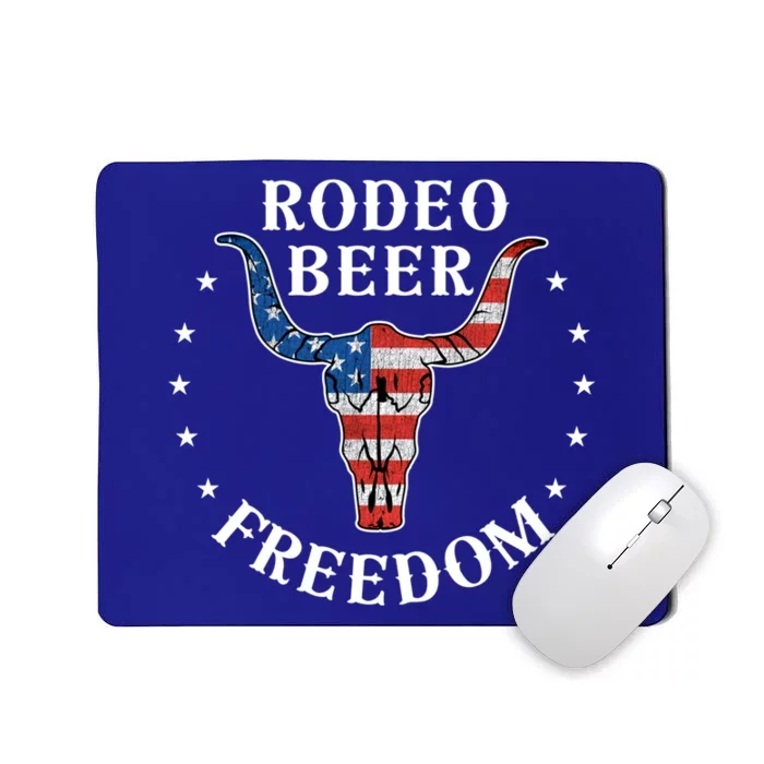 American Flag Cow Skull 4th Of July Cow Western Rodeo Cool Gift Mousepad