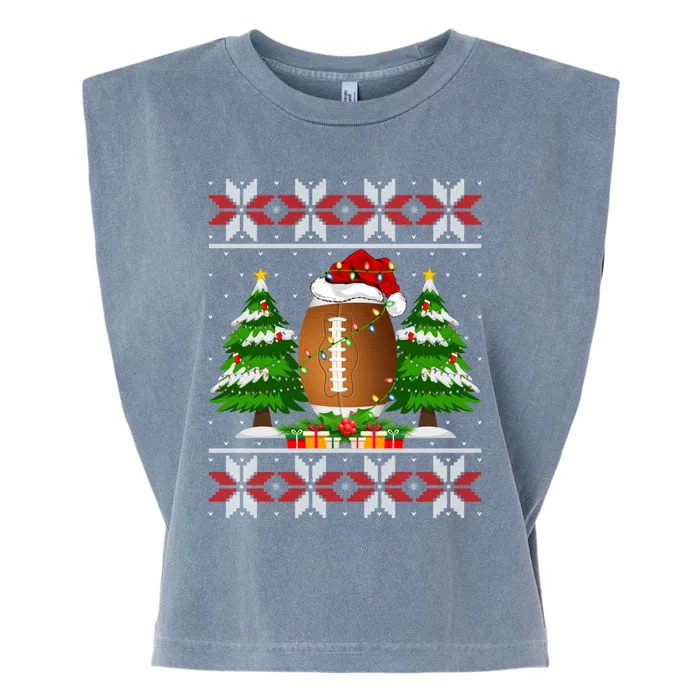 American Football Christmas Tree Lights Ugly Sweater Xmas Cute Gift Garment-Dyed Women's Muscle Tee