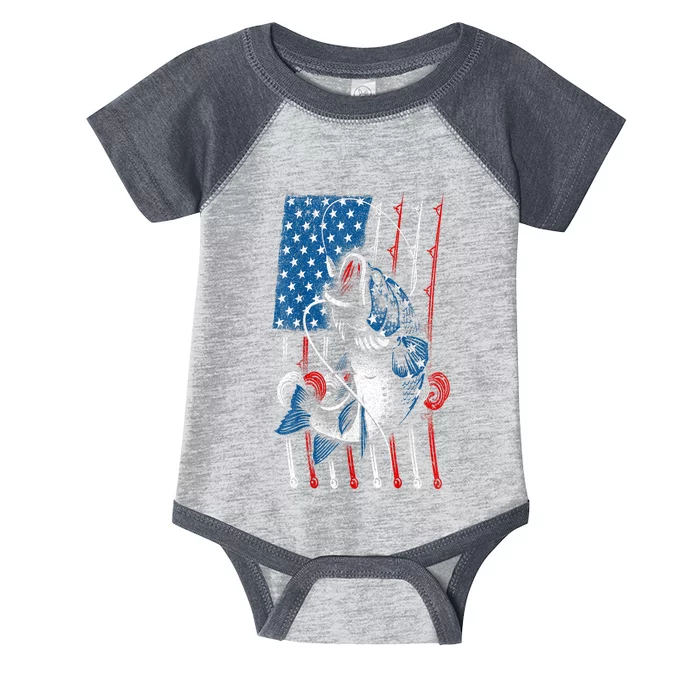 American Flag Cool Fishing Usa Fish Lover Gift Infant Baby Jersey Bodysuit