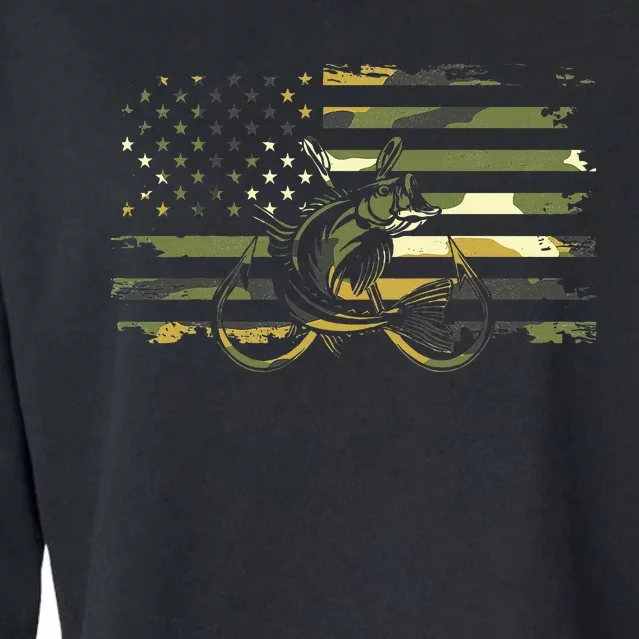 American Flag Camouflage Fishing Cropped Pullover Crew