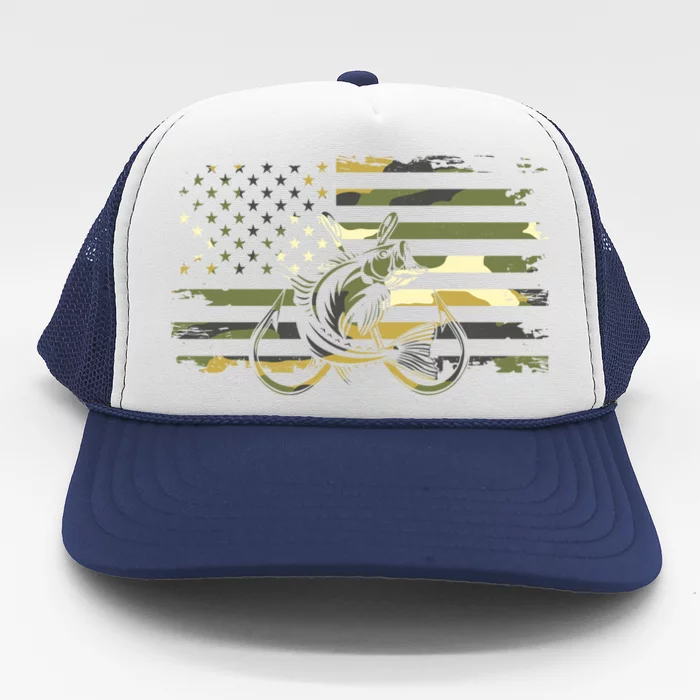 American Flag Camouflage Fishing Gift Fishing Gift Trucker Hat