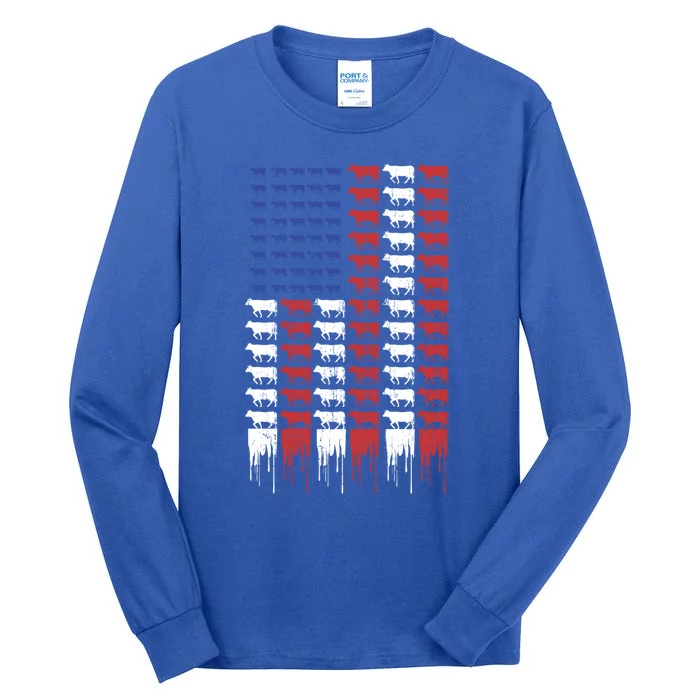 American Flag Cow Flag Farm Love Cows Gift Tall Long Sleeve T-Shirt