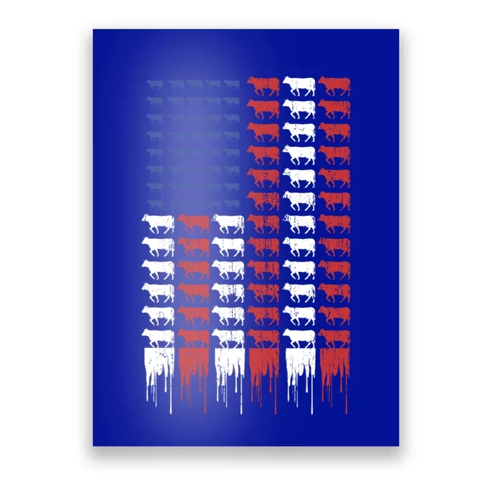 American Flag Cow Flag Farm Love Cows Gift Poster