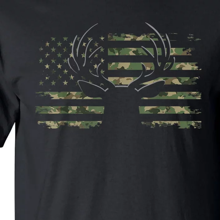 American Flag Camouflage Outdoor Antlers Deer Tall T-Shirt