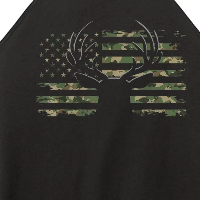 American Flag Camouflage Outdoor Antlers Deer Women’s Perfect Tri Rocker Tank