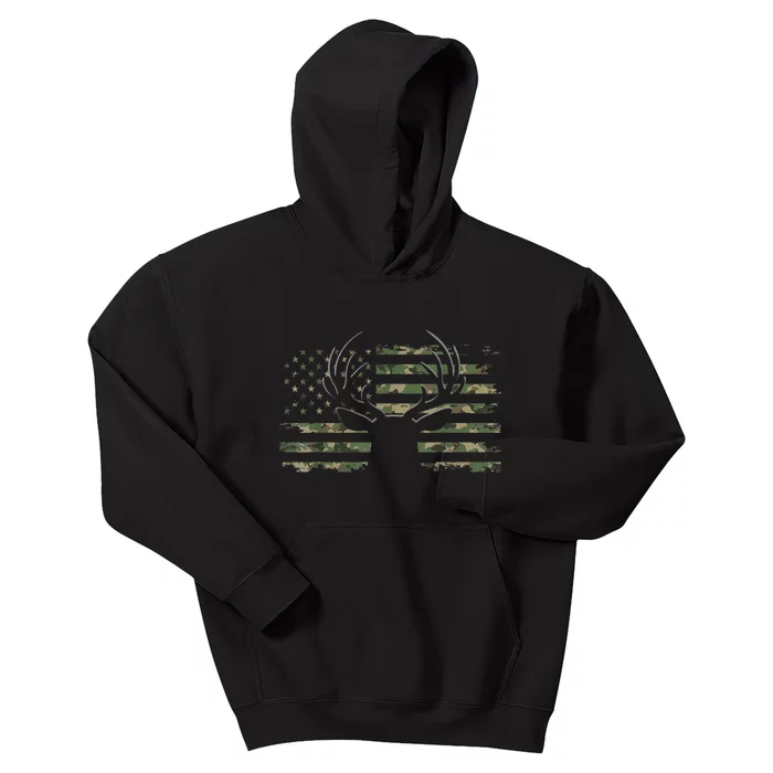 American Flag Camouflage Outdoor Antlers Deer Kids Hoodie