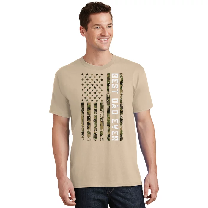 American Flag Camo Fathers Day Best Dad Patriotic Father Day T-Shirt