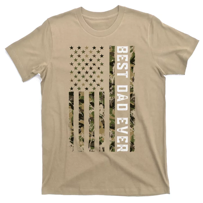 American Flag Camo Fathers Day Best Dad Patriotic Father Day T-Shirt