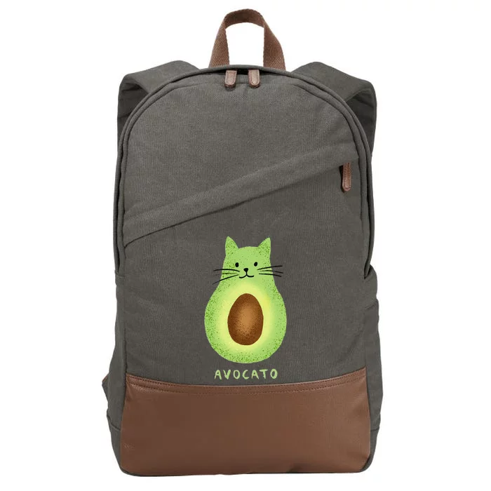 Avocato Funny Cute Cat Avocado Vegan And Cat Lover Kitten Cotton Canvas Backpack