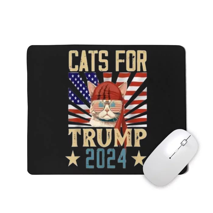 American Flag Cat For Trump 2024 Gifft Mousepad