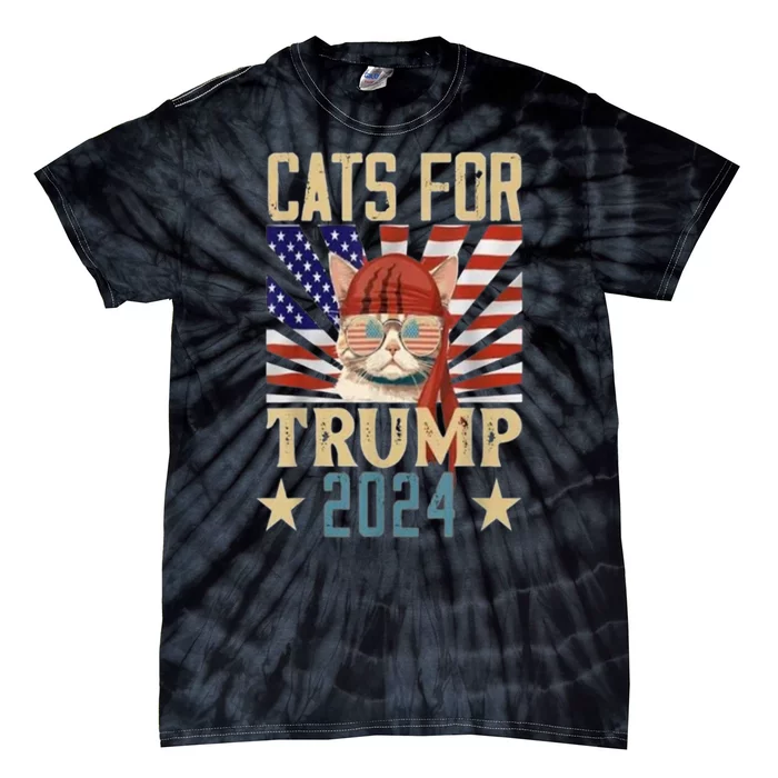 American Flag Cat For Trump 2024 Gifft Tie-Dye T-Shirt