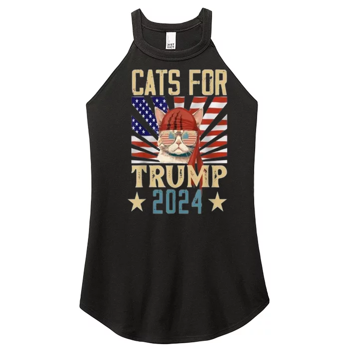 American Flag Cat For Trump 2024 Gifft Women’s Perfect Tri Rocker Tank