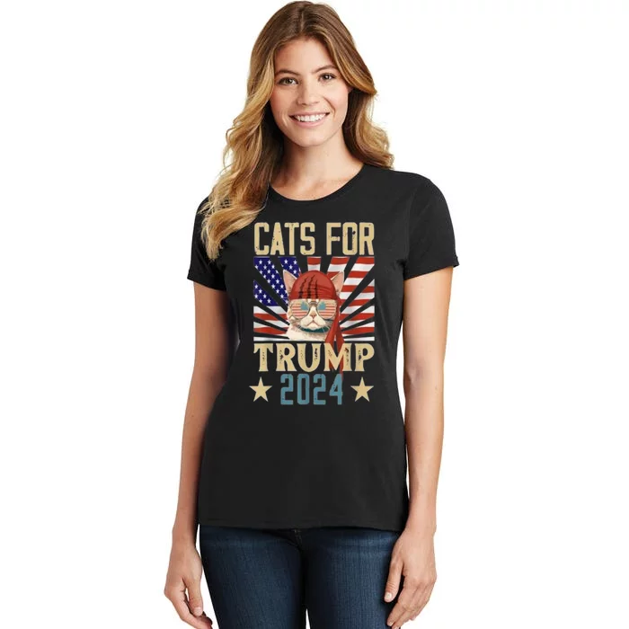 American Flag Cat For Trump 2024 Gifft Women's T-Shirt