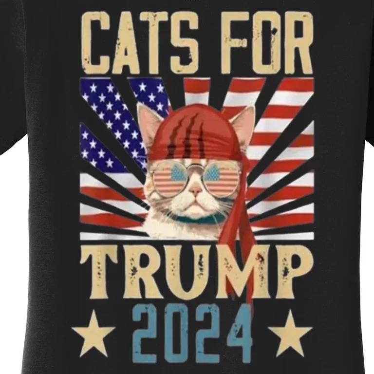 American Flag Cat For Trump 2024 Gifft Women's T-Shirt